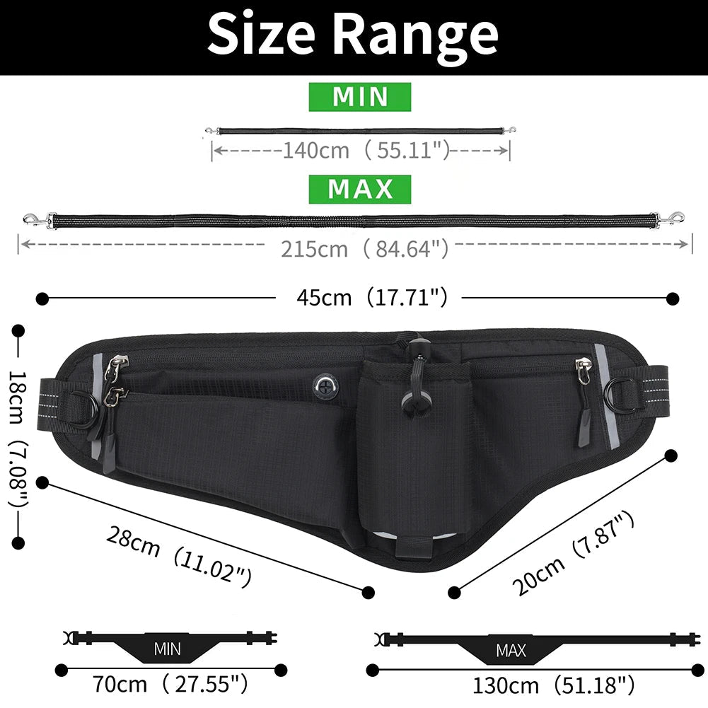 Laisse Mains Libres avec Pochette - Balade.le.chien.com