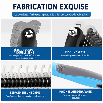 Brosse de Toilettage pour Chien et Chat – Poils Longs, Courts et Bouclés