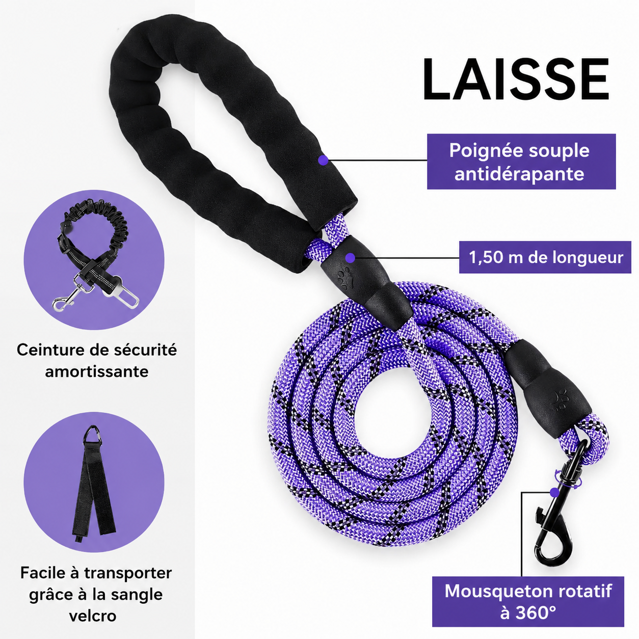 Ensemble Laisse Harnais Chien Oxford Réfléchissant | Balade le Chien