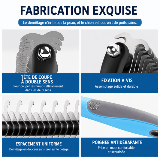 Brosse de Toilettage pour Chien et Chat – Poils Longs, Courts et Bouclés - Balade.le.chien.com