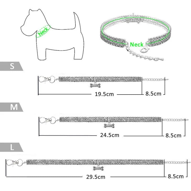 Collier chiot | cristal strass - Balade.le.chien.com