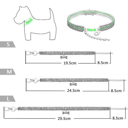Collier chiot | cristal strass - Balade.le.chien.com