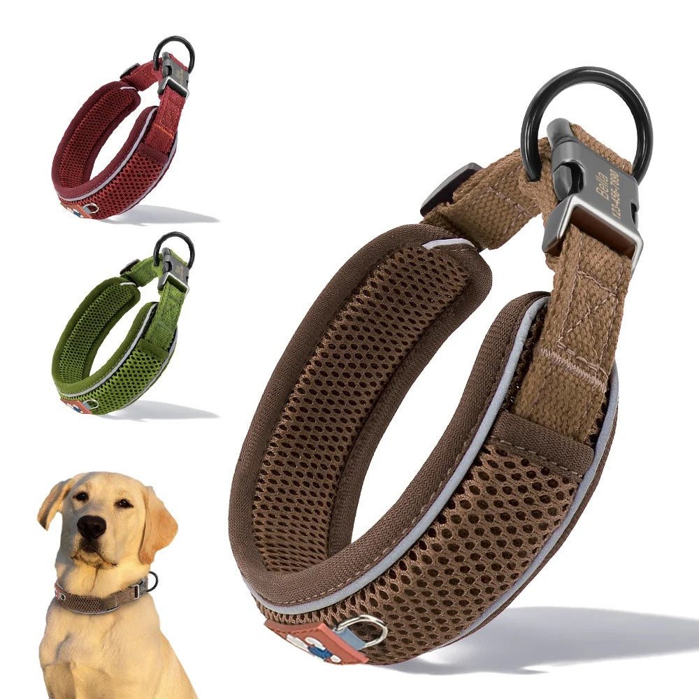 Collier pour chien personnalisé en maille respirante | AirComfort - Balade.le.chien.com