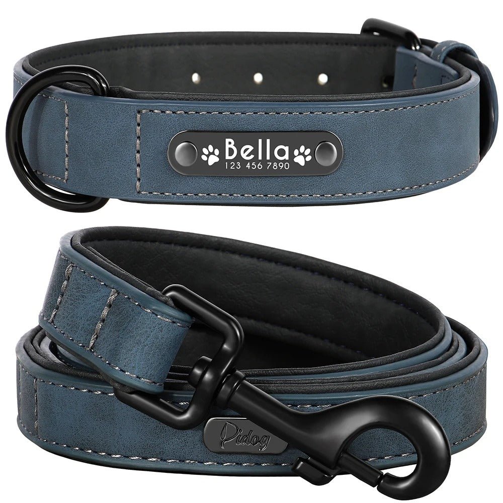 Ensemble de Laisse de Collier| Cuir Rembourré - Balade.le.chien.com