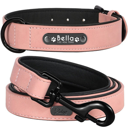 Ensemble de Laisse de Collier| Cuir Rembourré - Balade.le.chien.com