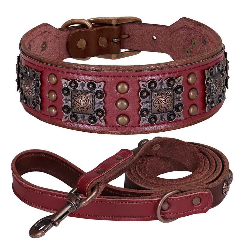 Ensemble laisse collier pour chien | Cuir Véritable - Balade.le.chien.com