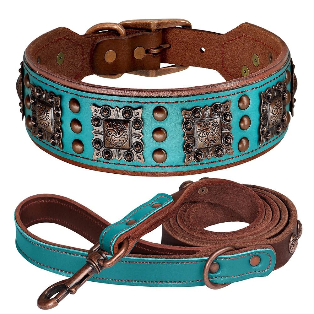 Ensemble laisse collier pour chien | Cuir Véritable - Balade.le.chien.com