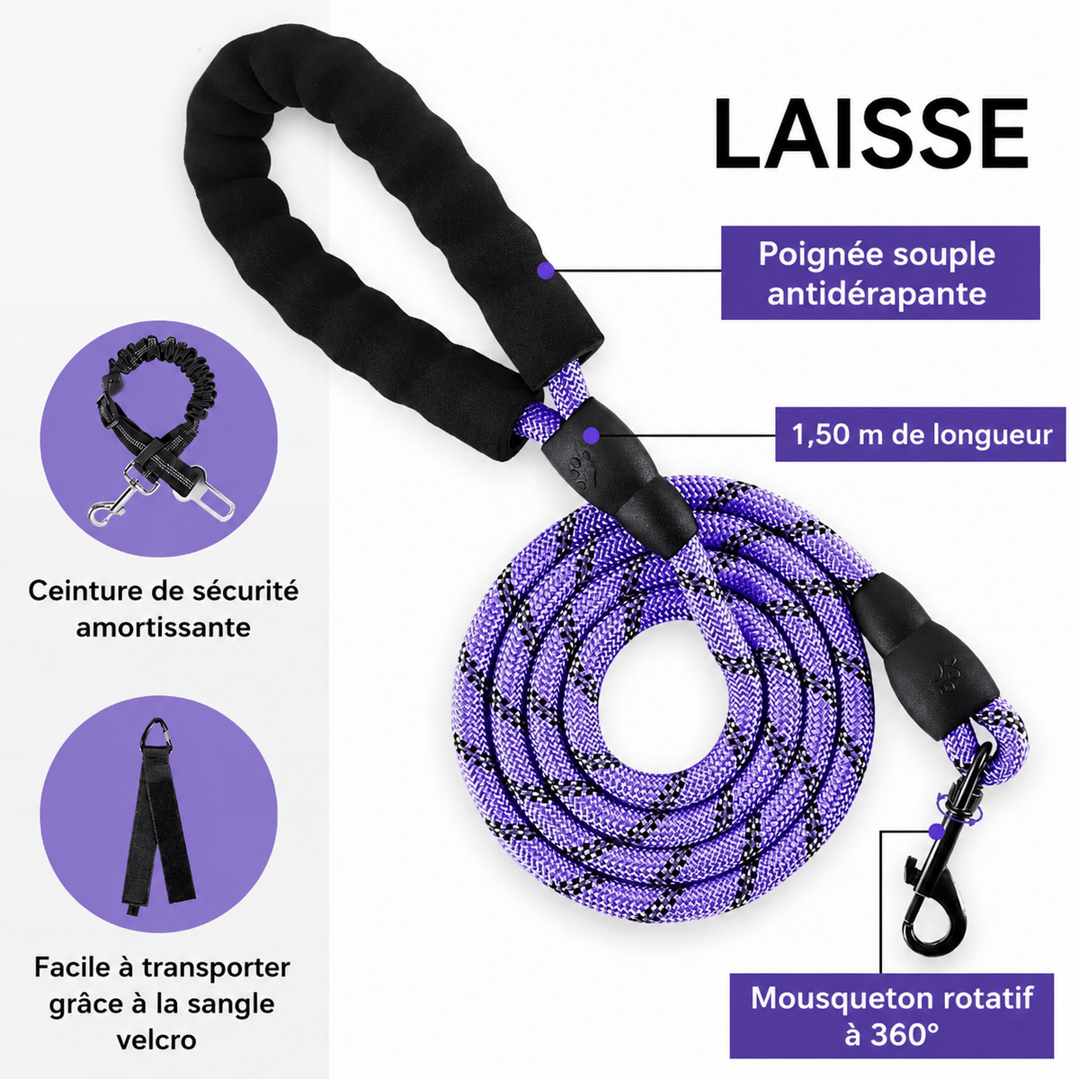 Ensemble Laisse Harnais Chien Oxford Réfléchissant | Balade le Chien - Balade.le.chien.com