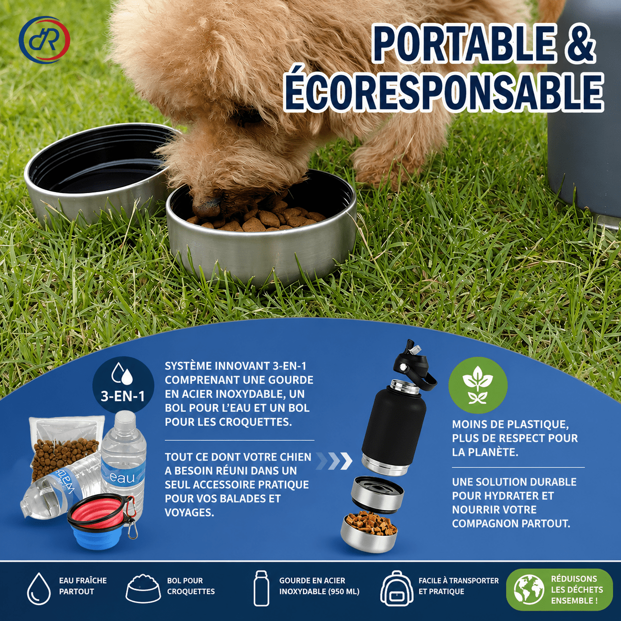 GOURDE POUR CHIEN | Nomade 3 en 1 - Balade.le.chien.com