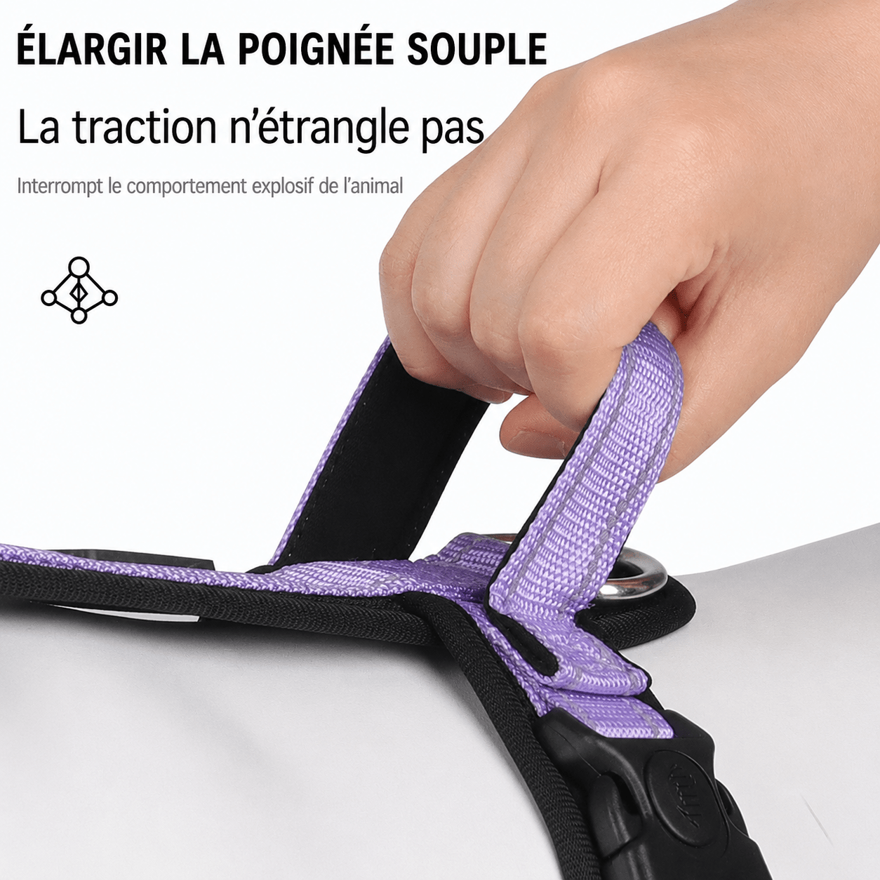 Harnais Réfléchissant pour Chien avec Poignée - Balade.le.chien.com