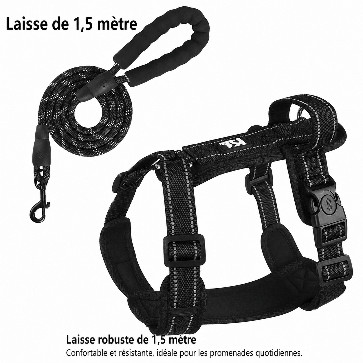Harnais Réfléchissant pour Chien avec Poignée - Balade.le.chien.com
