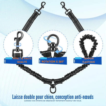 Laisse Double pour Chien Anti-Enchevêtrement | PromenaDuo