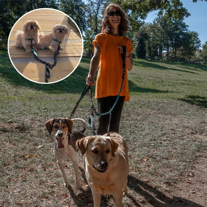 Laisse Double pour Chien Anti - Enchevêtrement | PromenaDuo - Balade.le.chien.com