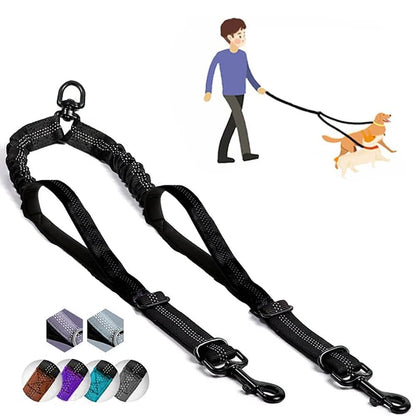 Laisse Double pour Chien Anti - Enchevêtrement | PromenaDuo - Balade.le.chien.com
