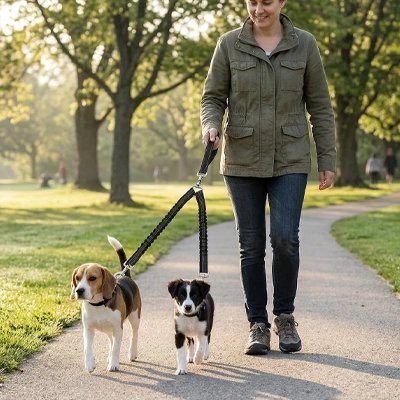 Laisse double pour Chien | Sans Enchevêtrement - Balade.le.chien.com