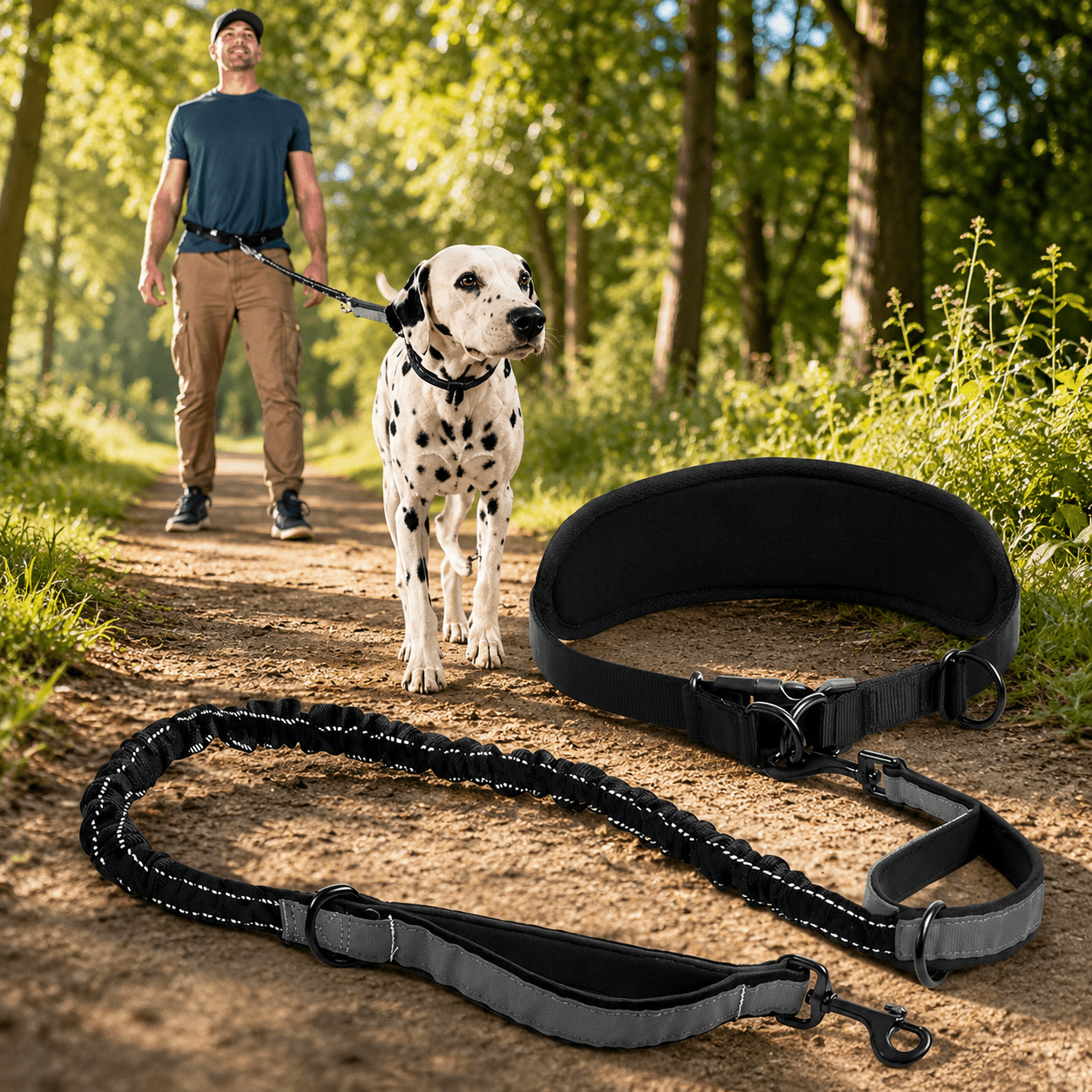 Laisse Mains Libres avec Ceinture Lombaire pour Chien - Balade.le.chien.com