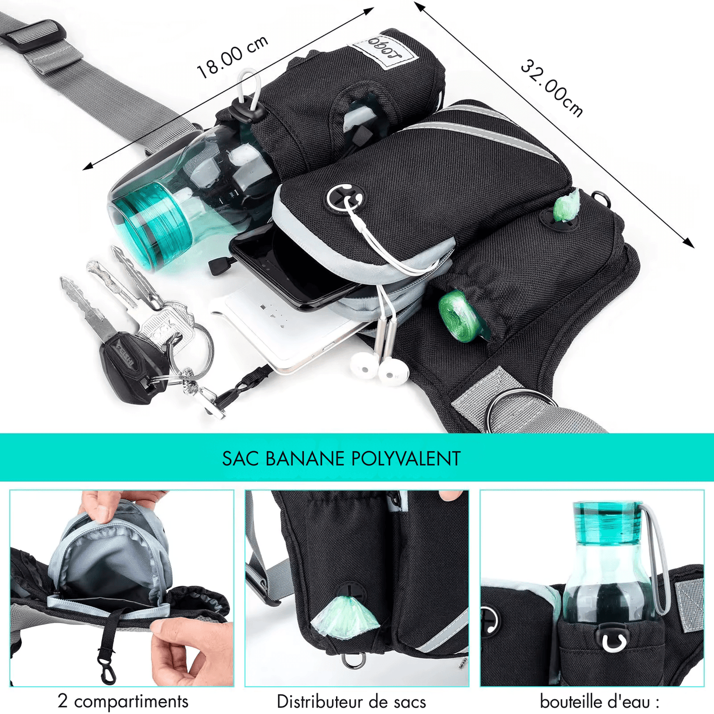 Laisse pour chien mains libres | Ergonomique - Balade.le.chien.com
